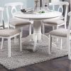 Classic Design Dining Room 5pc Set Round Table 4x side Chairs Cushion Fabric Upholstery Seat Rubberwood Furniture