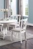 Classic Design Dining Room 5pc Set Round Table 4x side Chairs Cushion Fabric Upholstery Seat Rubberwood Furniture