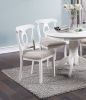 Classic Design Dining Room 5pc Set Round Table 4x side Chairs Cushion Fabric Upholstery Seat Rubberwood Furniture