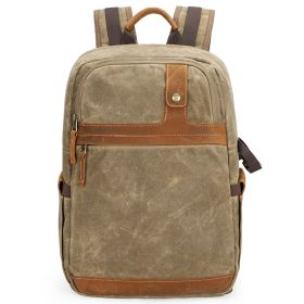 Camera Backpack Waterproof Batik Canvas Camera Bag (Color: Khaki)